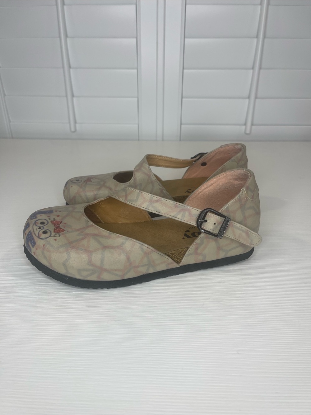 Goby Vegan Leather Mary Jane Flats with Buckle Strap